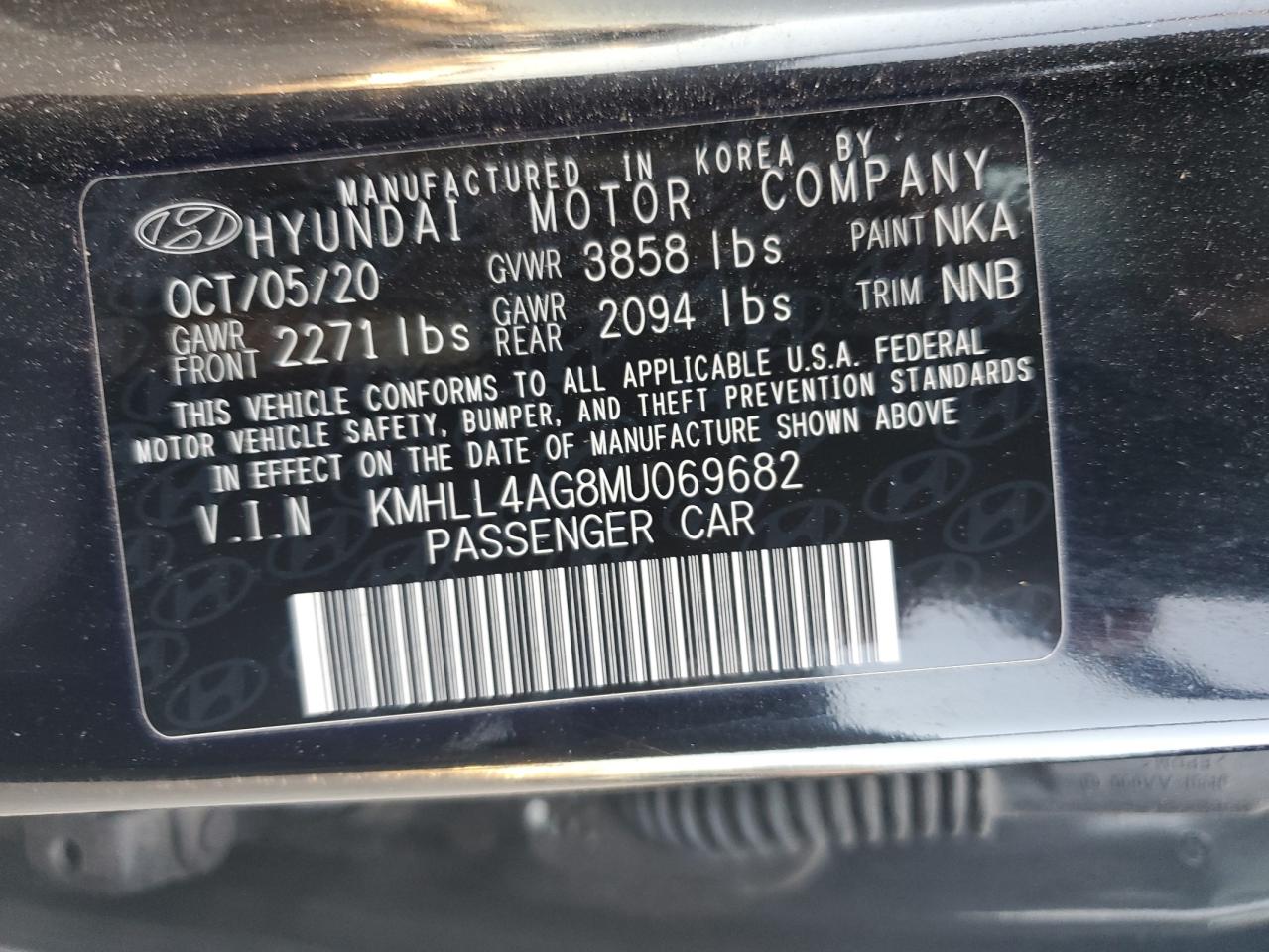 VIN KMHLL4AG8MU069682 2021 HYUNDAI ELANTRA no.13