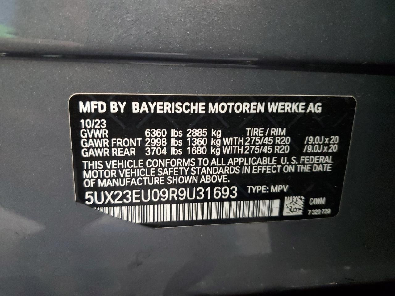 2024 BMW X5 xDrive40I VIN: 5UX23EU09R9U31693 Lot: 80155494