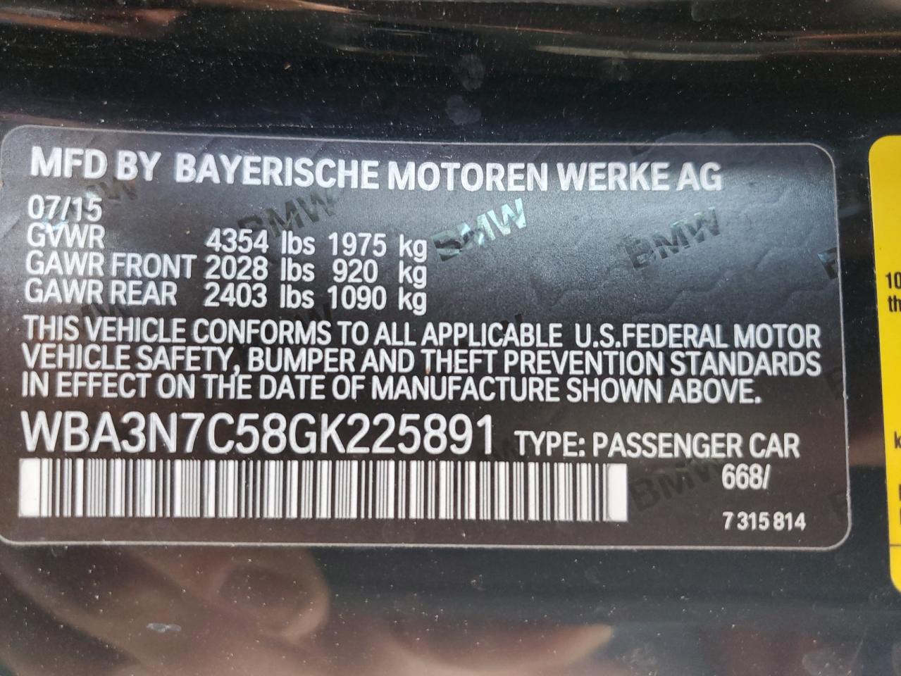 VIN WBA3N7C58GK225891 2016 BMW 4 SERIES no.13