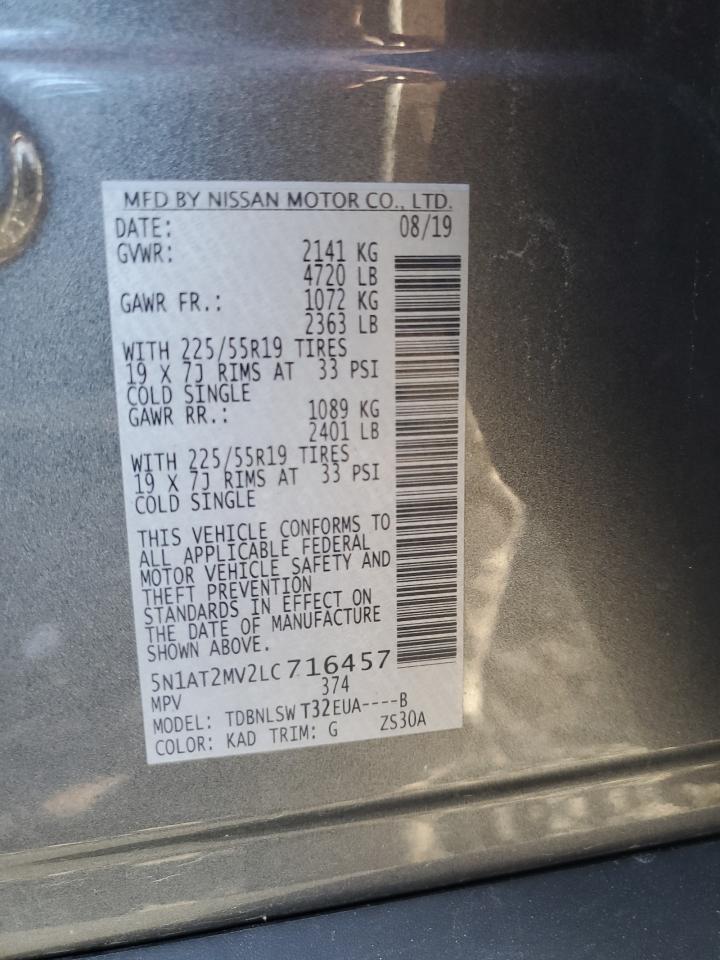 2020 Nissan Rogue S VIN: 5N1AT2MV2LC716457 Lot: 78731074