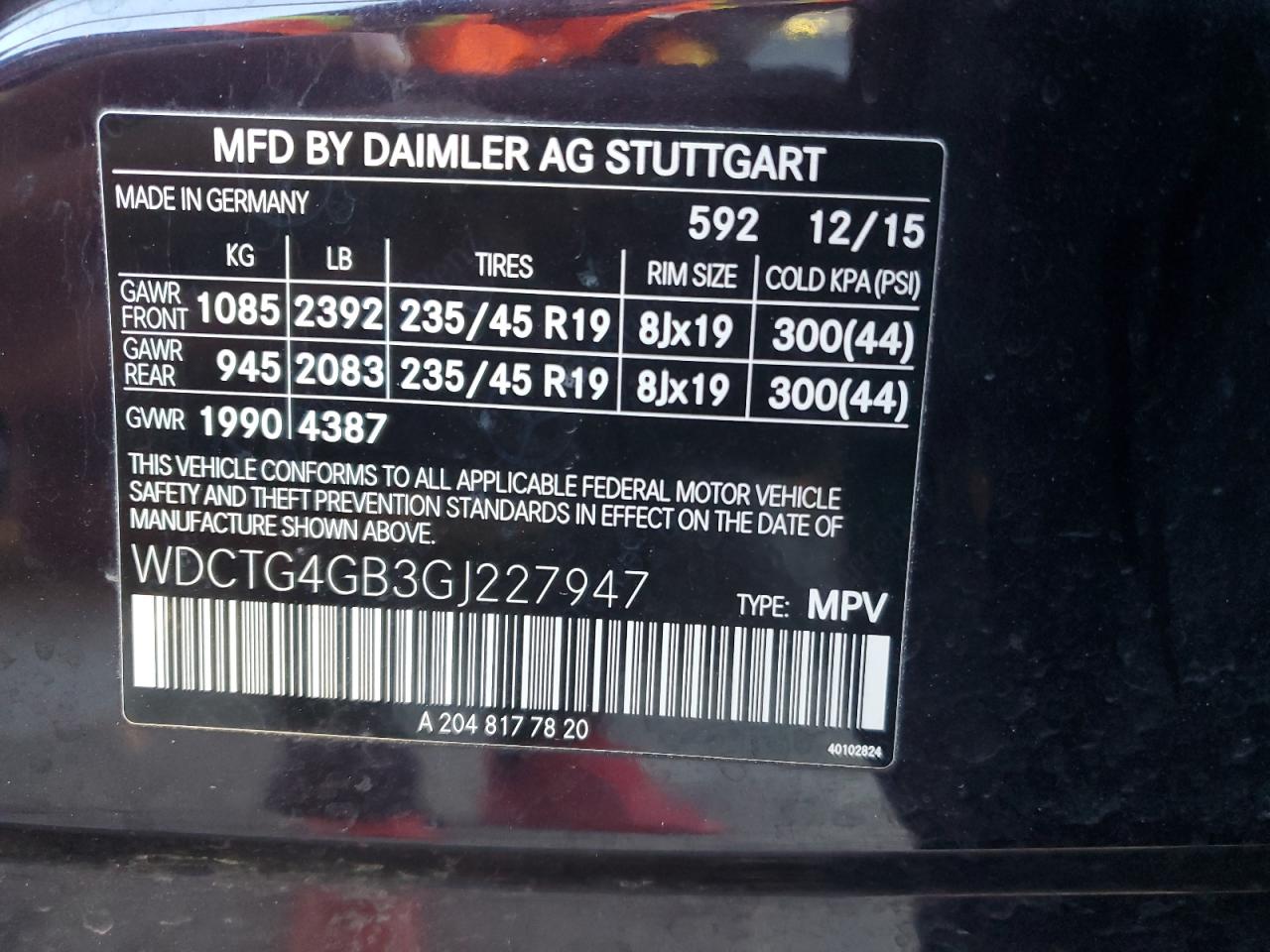 VIN WDCTG4GB3GJ227947 2016 MERCEDES-BENZ GLA-CLASS no.14