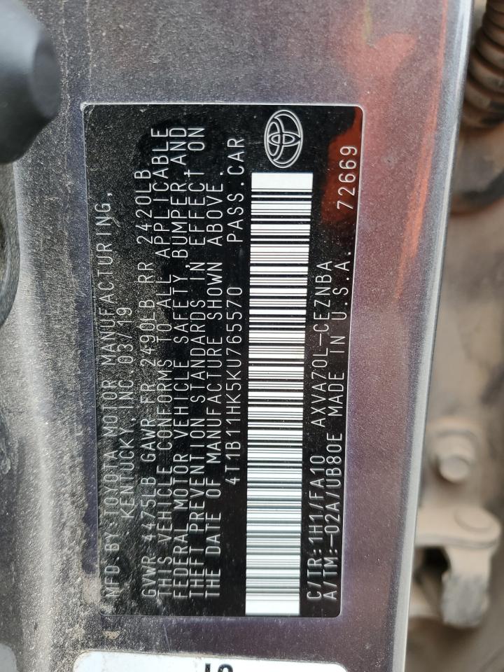 4T1B11HK5KU765570 2019 TOYOTA CAMRY - Image 14