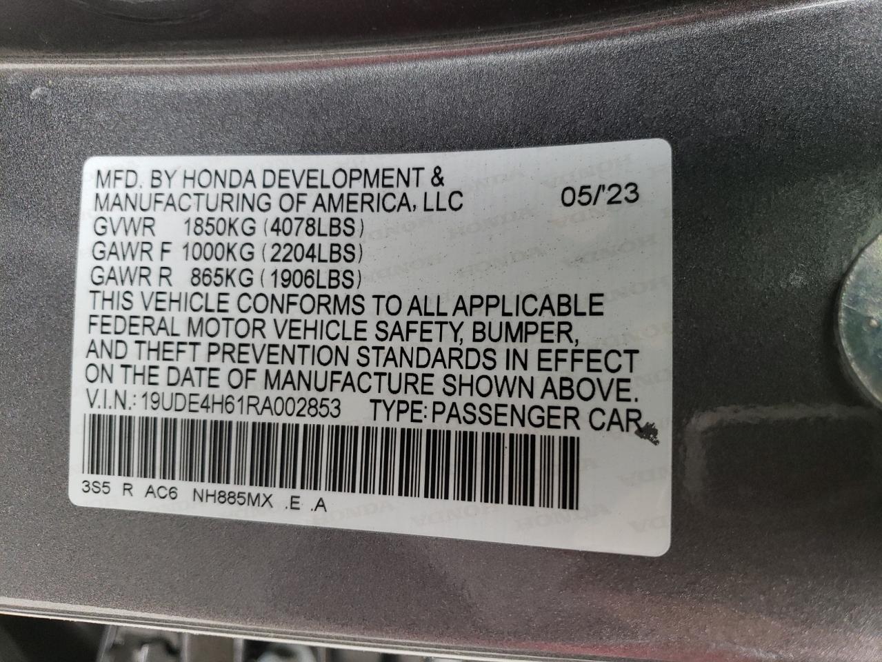 VIN 19UDE4H61RA002853 2024 ACURA INTEGRA A- no.14