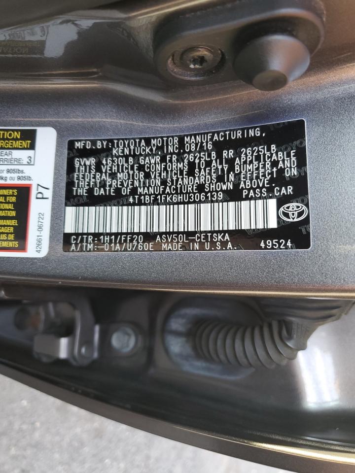 VIN 4T1BF1FK6HU306139 2017 TOYOTA CAMRY no.12