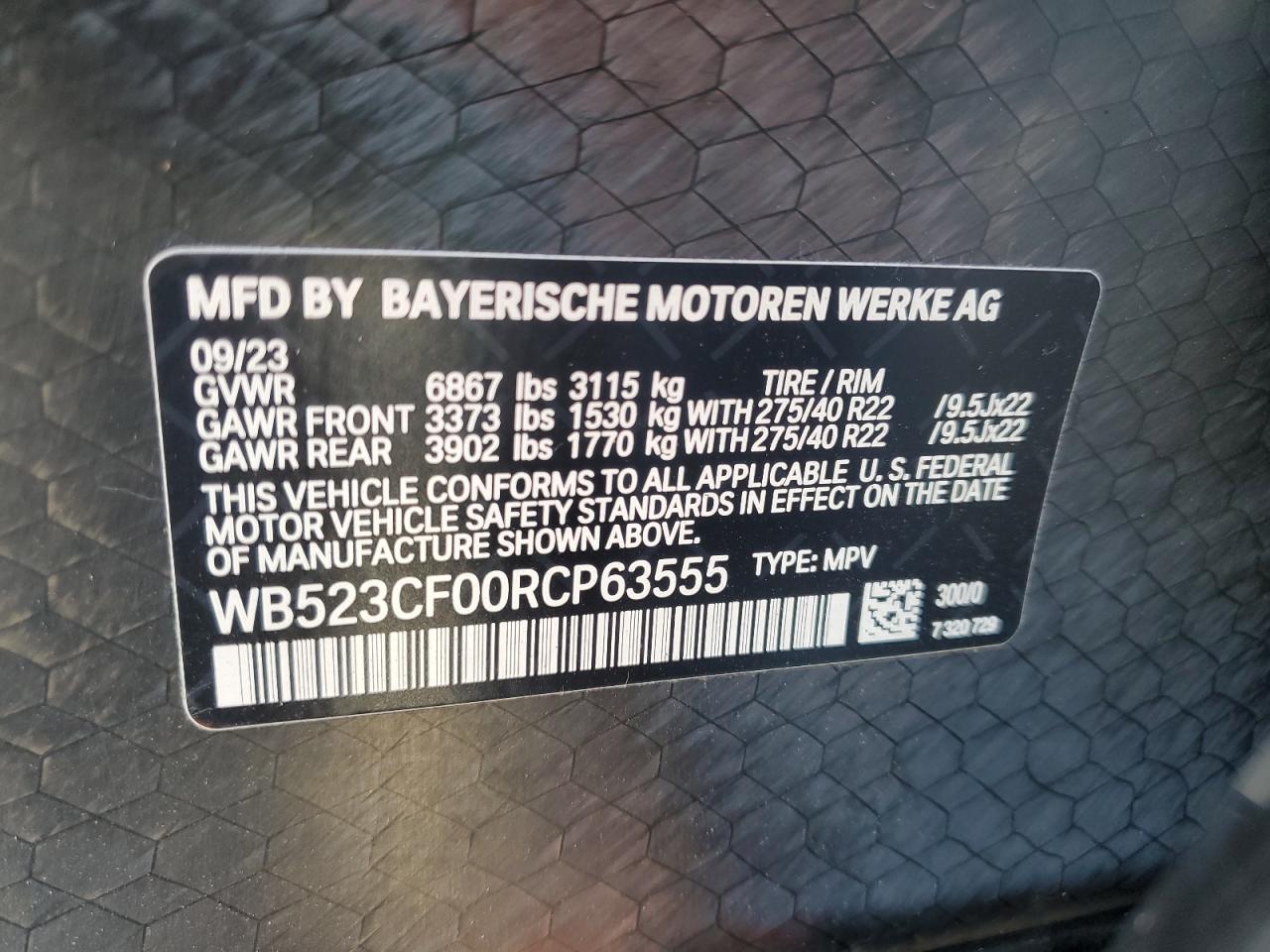 VIN WB523CF00RCP63555 2024 BMW IX XDRIVE5 no.14