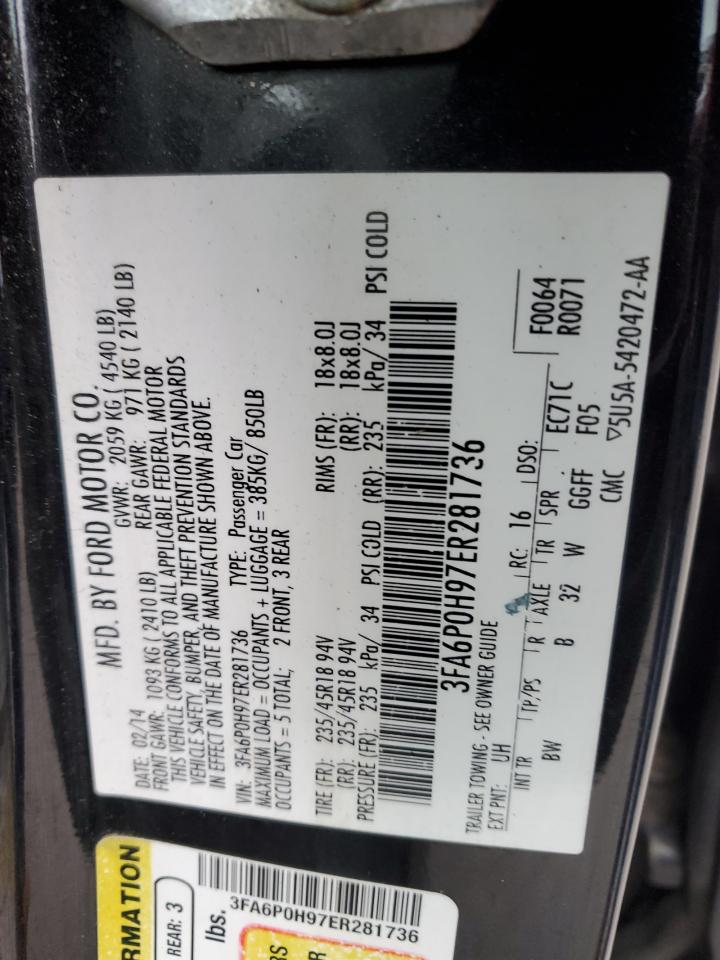 VIN 3FA6P0H97ER281736 2014 FORD FUSION no.12