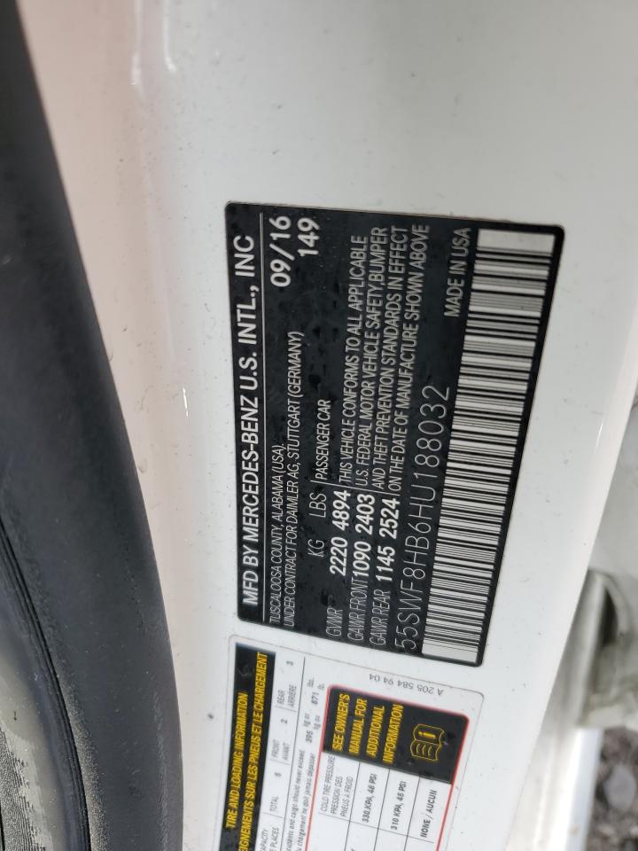 2017 Mercedes-Benz C 63 Amg-S VIN: 55SWF8HB6HU188032 Lot: 82704544