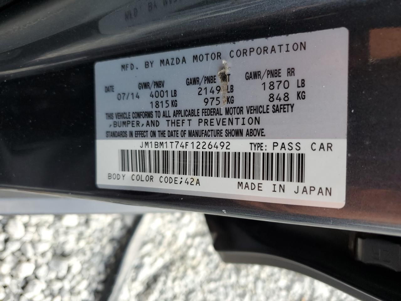 2015 Mazda 3 Sv VIN: JM1BM1T74F1226492 Lot: 78924504