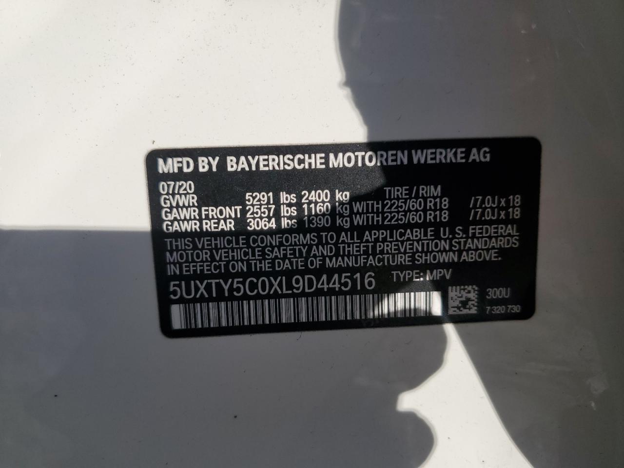 2020 BMW X3 xDrive30I VIN: 5UXTY5C0XL9D44516 Lot: 80237324