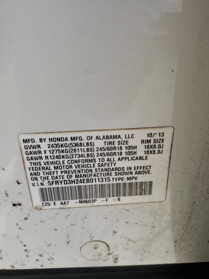 2014 Acura Mdx VIN: 5FRYD3H24EB011315 Lot: 78916054