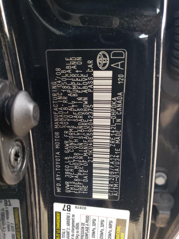 2009 Toyota Corolla Matrix VIN: 2T1KU40E59C042375 Lot: 78529694