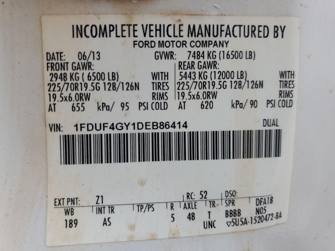 VIN 1FDUF4GY1DEB86414 2013 FORD F450 no.13