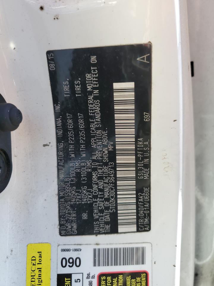 VIN 5TDZK3DC7FS649713 2015 TOYOTA All Models no.13