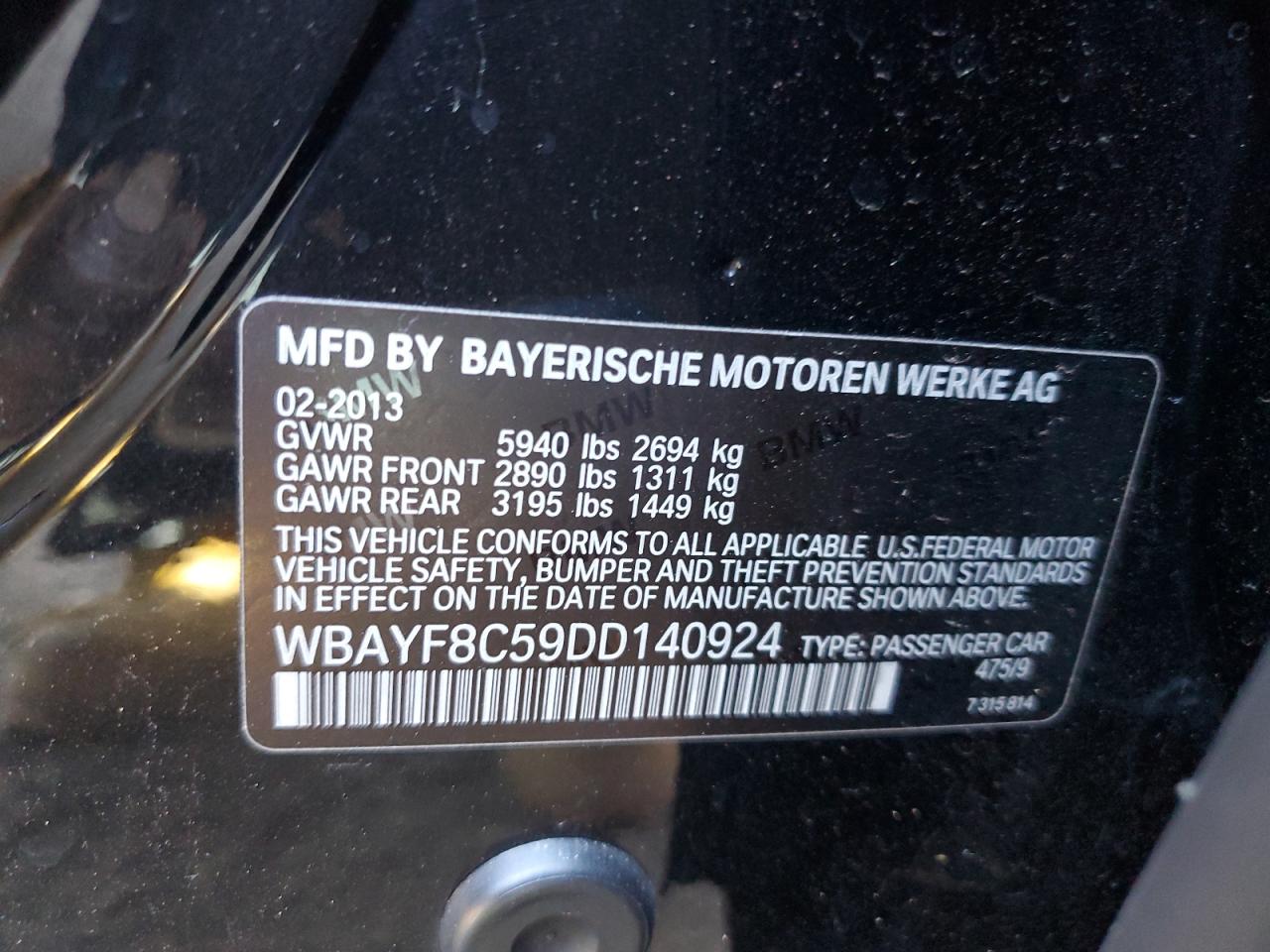 VIN WBAYF8C59DD140924 2013 BMW 7 SERIES no.12