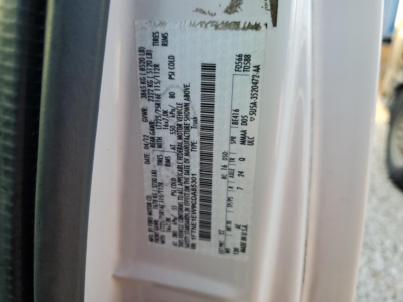 1FTNE1EW9CDA85301 2012 Ford Econoline E150 Van