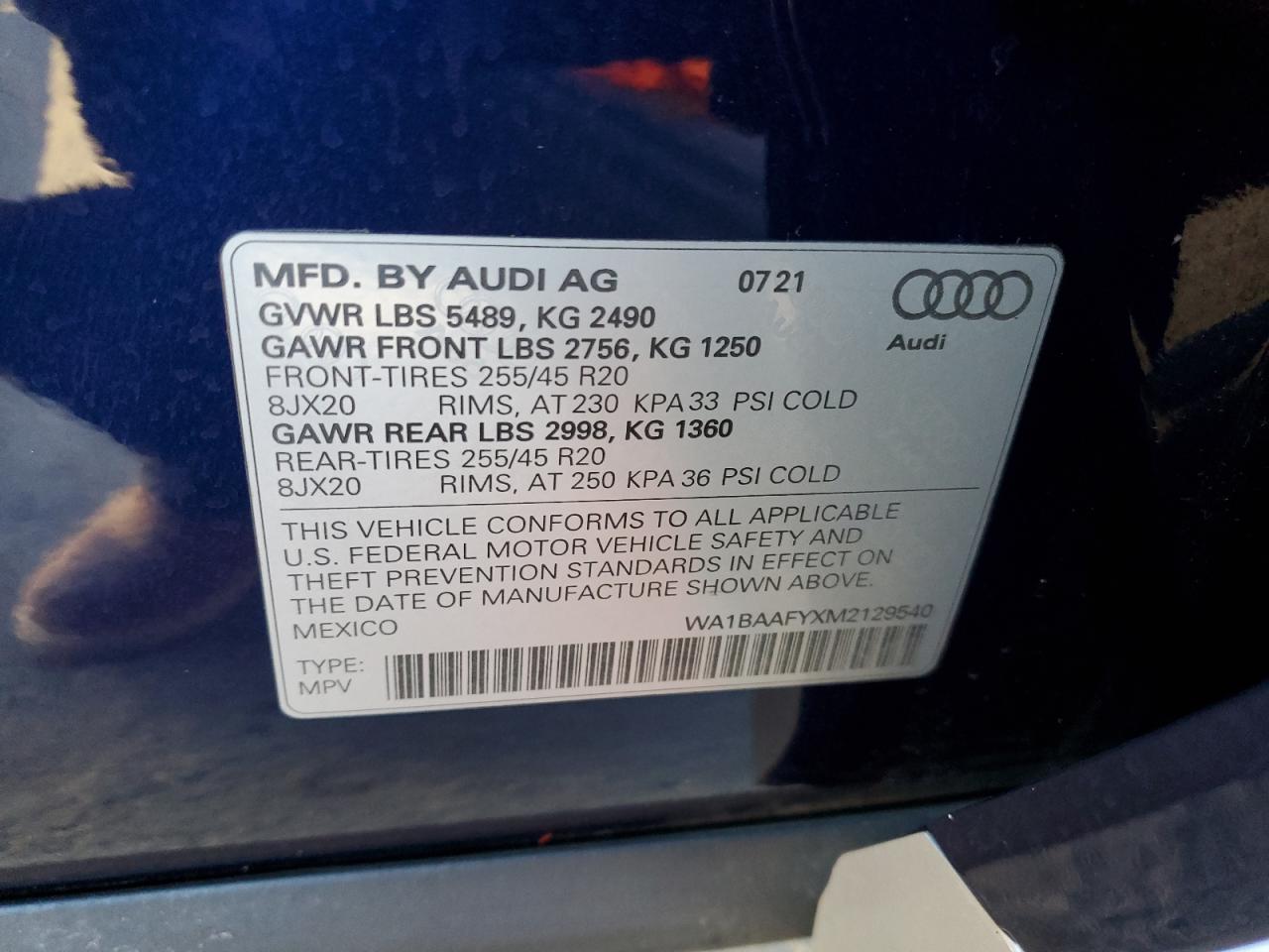 2021 Audi Q5 Premium Plus VIN: WA1BAAFYXM2129540 Lot: 78755574