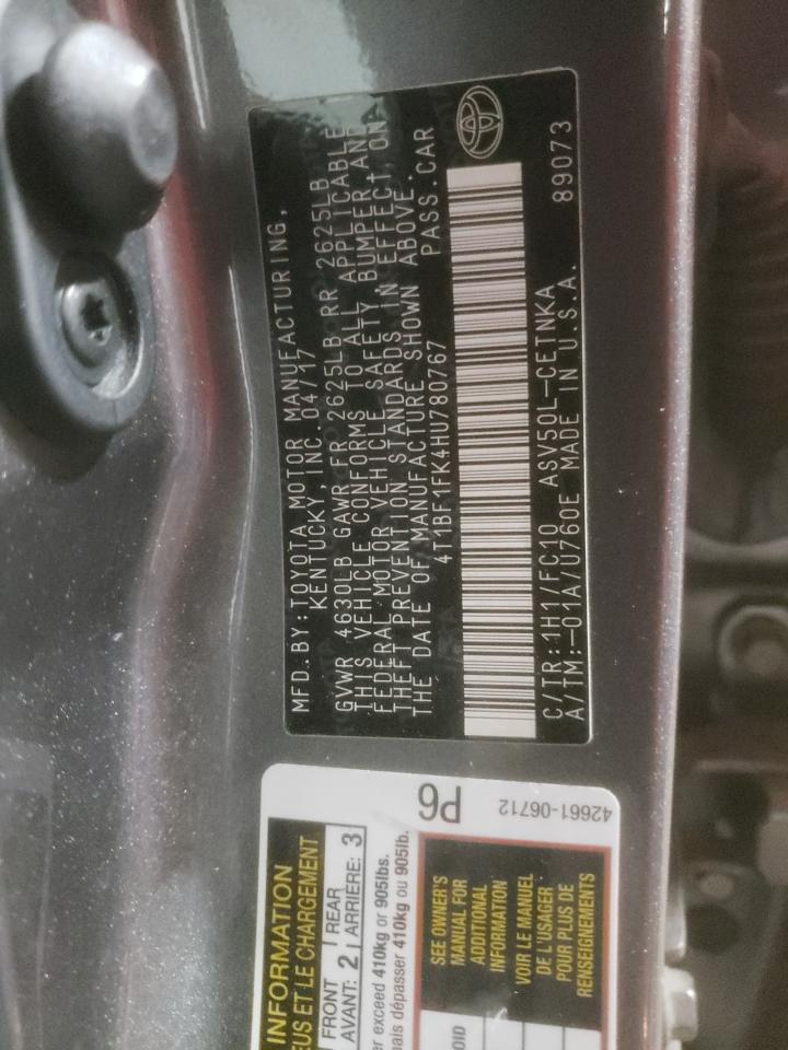 VIN 4T1BF1FK4HU780767 2017 TOYOTA CAMRY no.12