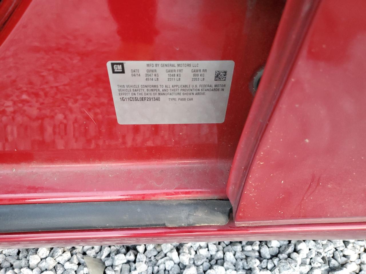 2014 Chevrolet Malibu 1Lt VIN: 1G11C5SL0EF291340 Lot: 82467044