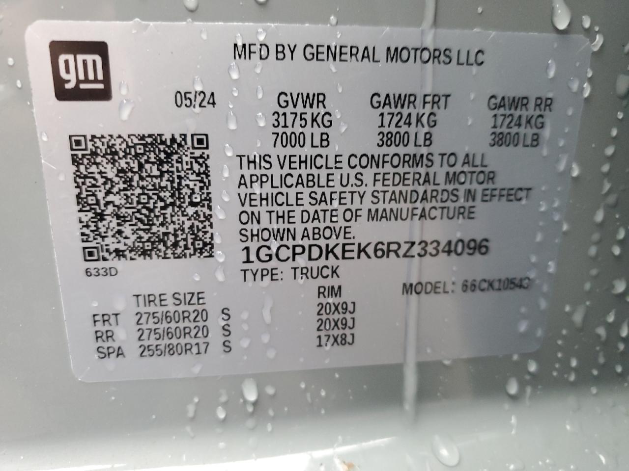 VIN 1GCPDKEK6RZ334096 2024 CHEVROLET ALL Models no.12