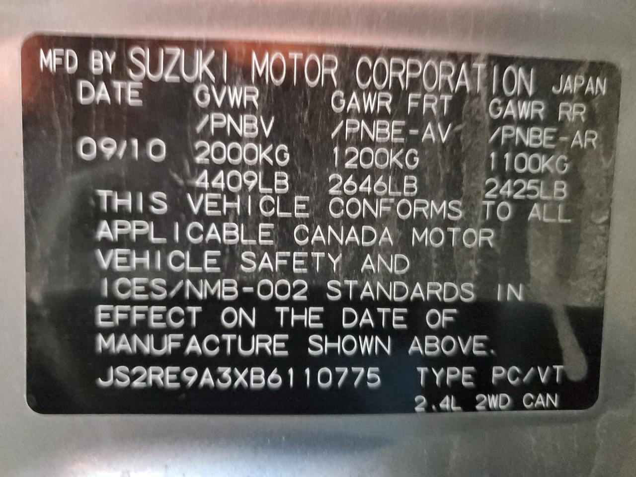 2011 Suzuki Kizashi Se VIN: JS2RE9A3XB6110775 Lot: 79081194