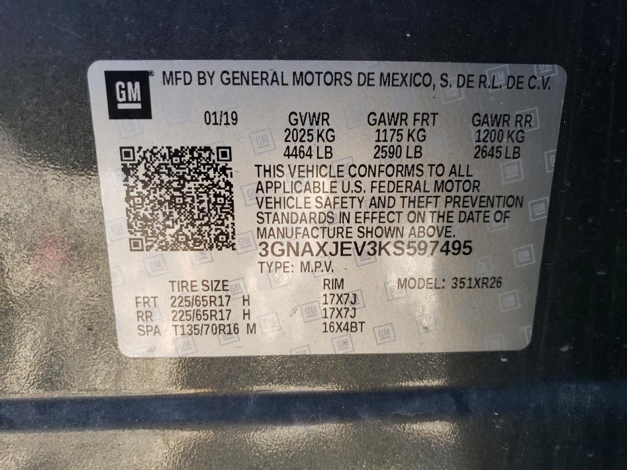 VIN 3GNAXJEV3KS597495 2019 CHEVROLET EQUINOX no.14