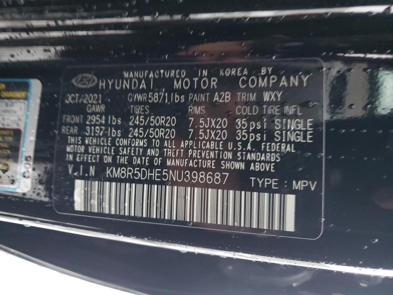 2022 Hyundai Palisade Limited VIN: KM8R5DHE5NU398687 Lot: 79869834