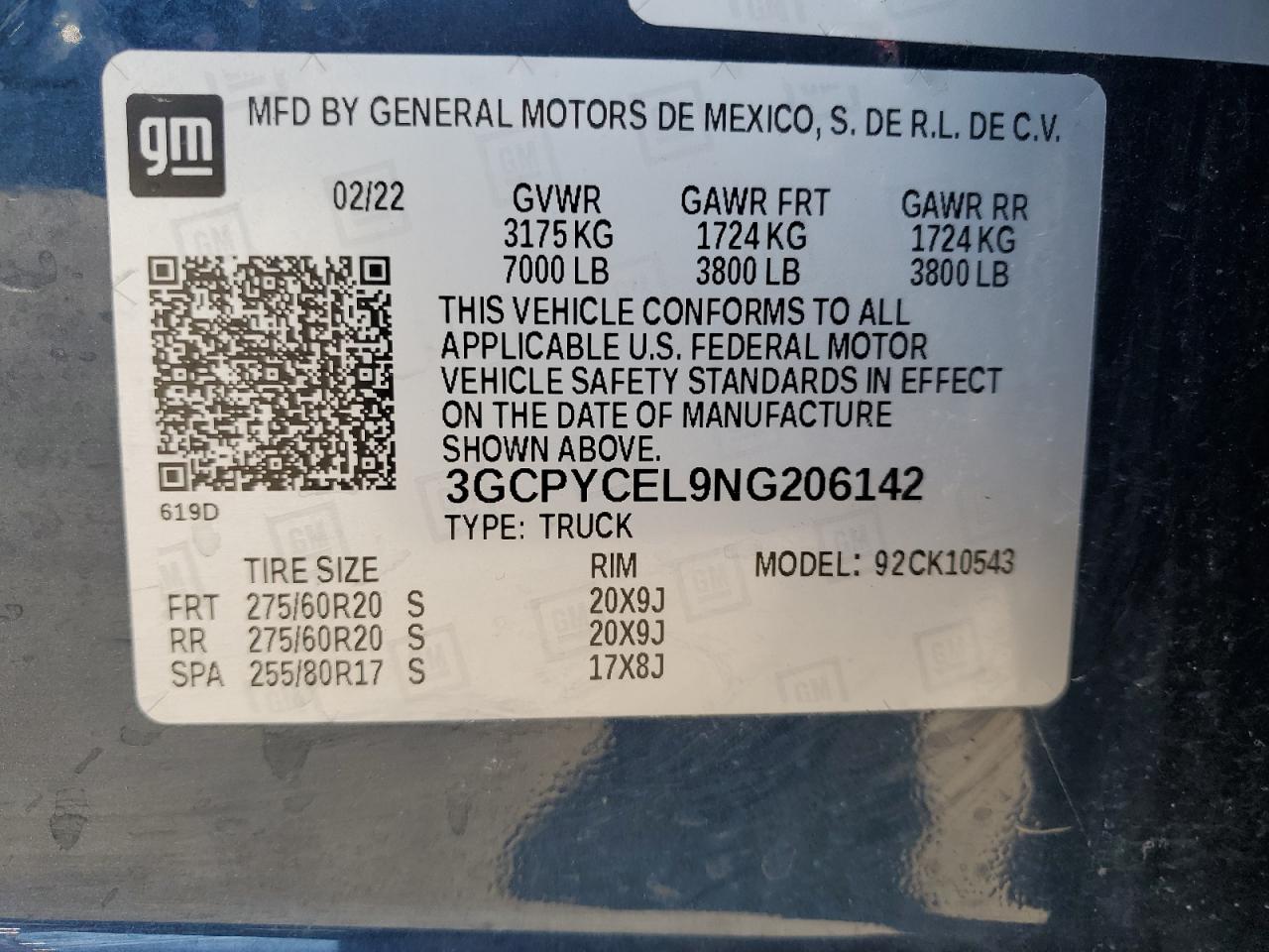 VIN 3GCPYCEL9NG206142 2022 CHEVROLET ALL Models no.13