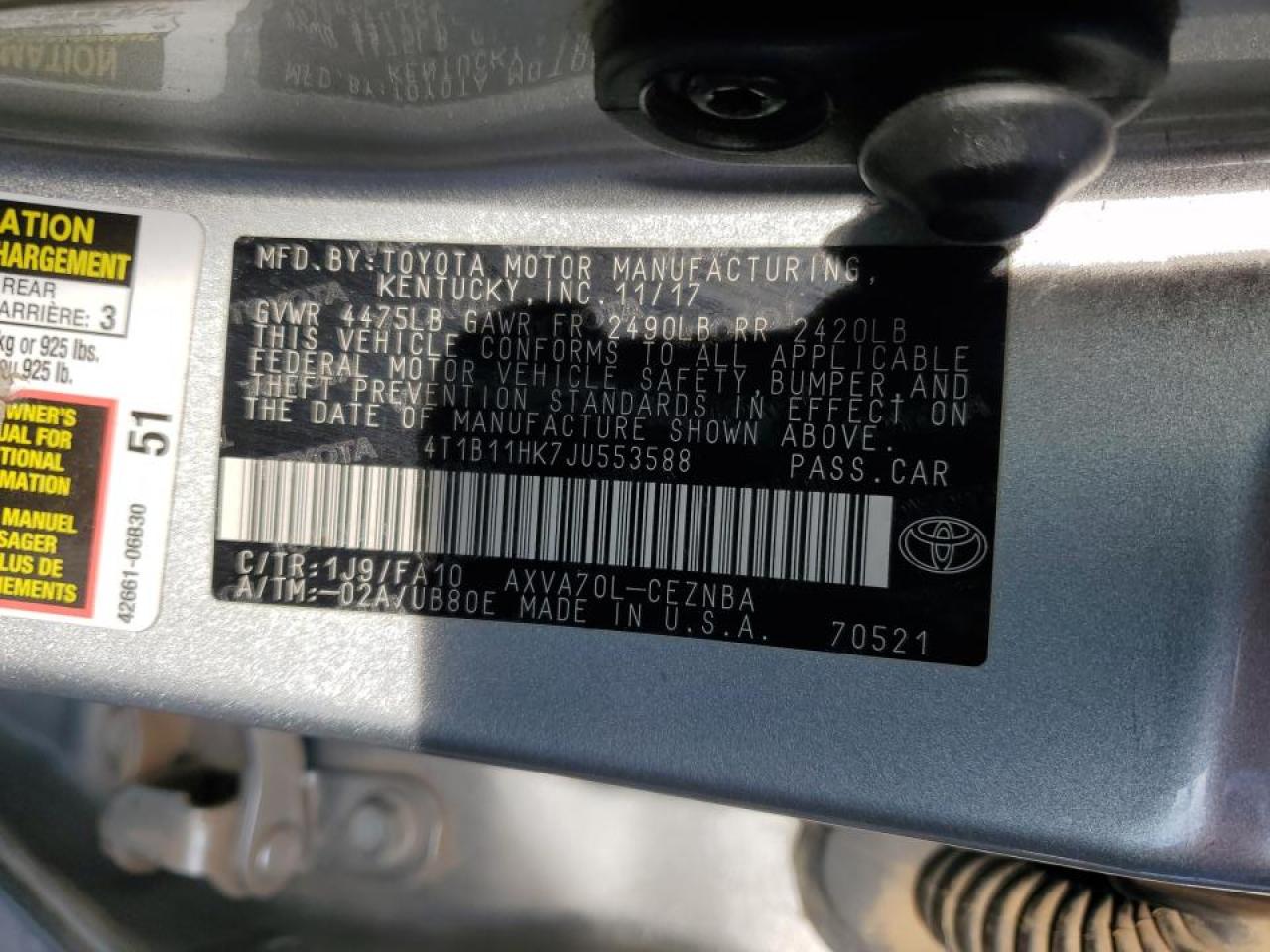 4T1B11HK7JU553588 2018 TOYOTA CAMRY - Image 12