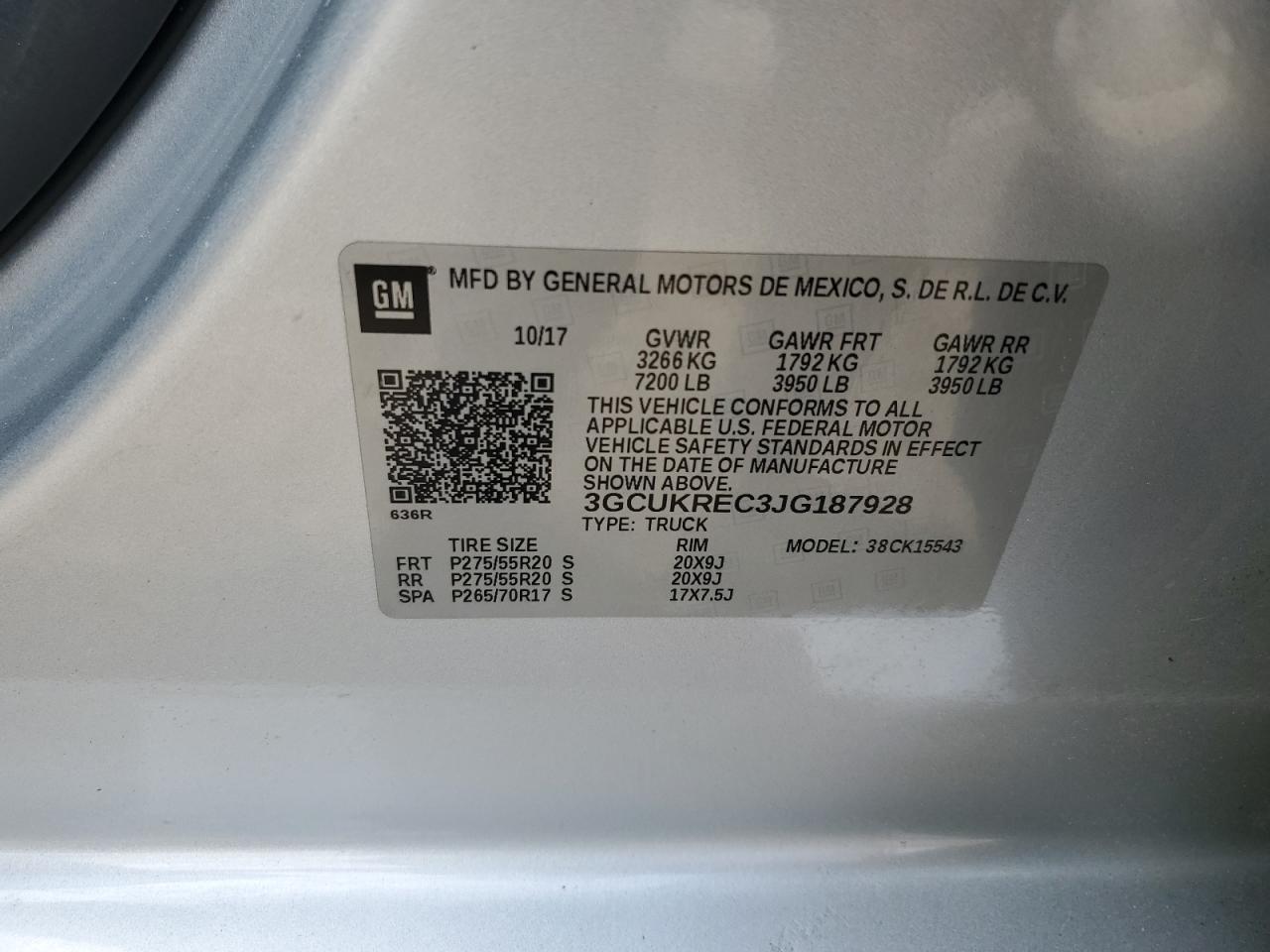 2018 Chevrolet Silverado K1500 Lt VIN: 3GCUKREC3JG187928 Lot: 80587504