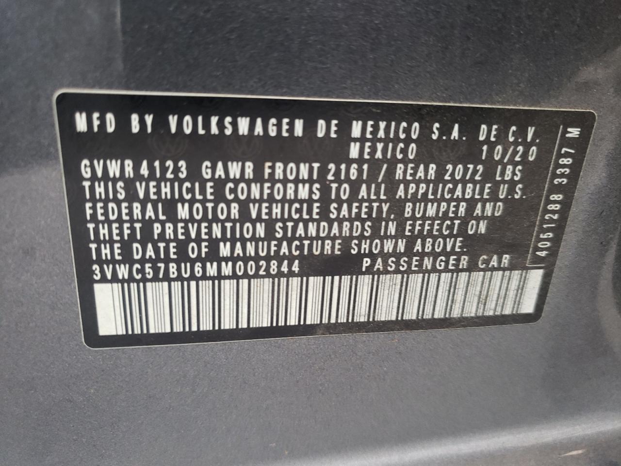 2021 Volkswagen Jetta S VIN: 3VWC57BU6MM002844 Lot: 79423044