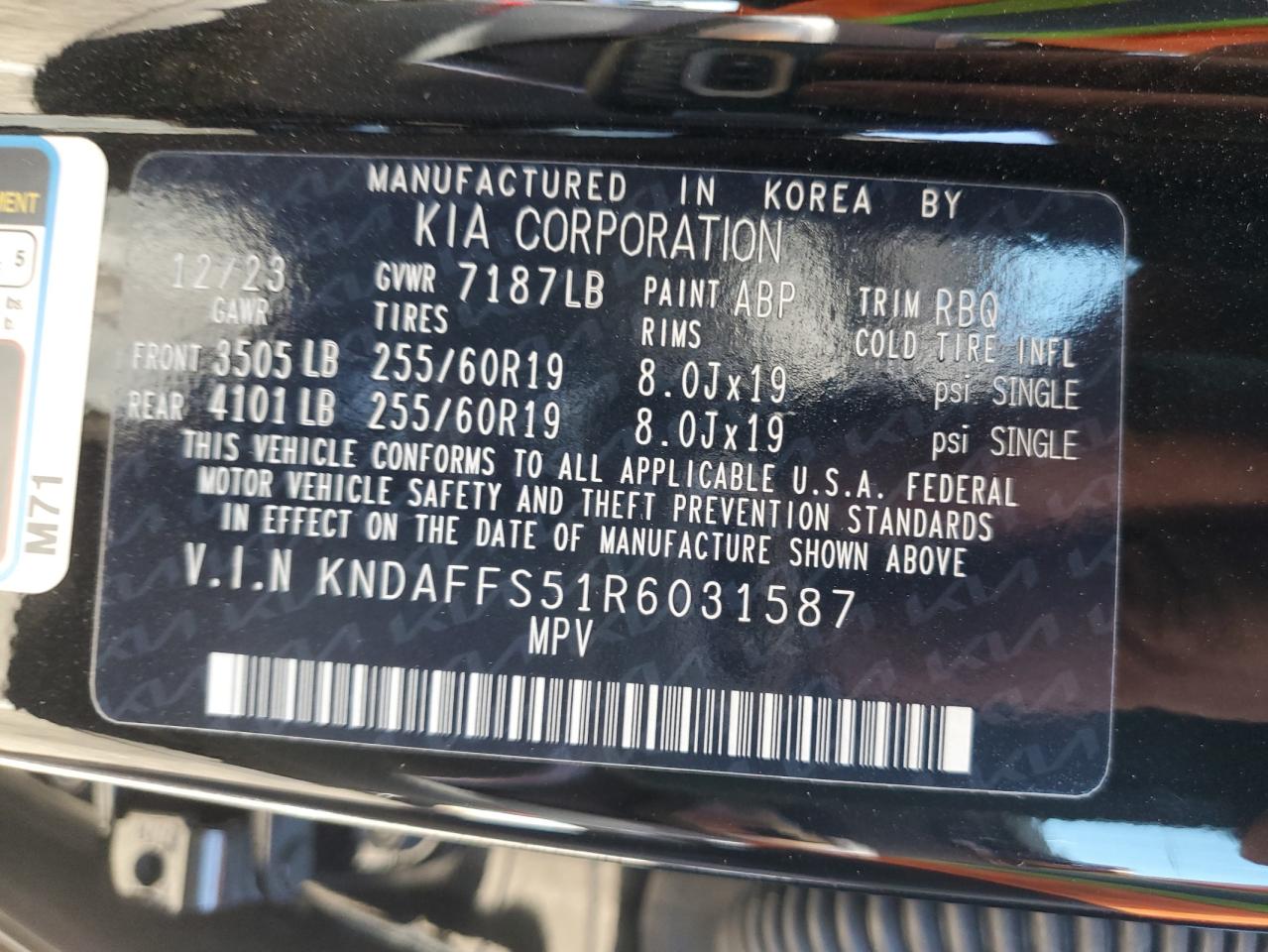 2024 Kia Ev9 Wind VIN: KNDAFFS51R6031587 Lot: 80033284