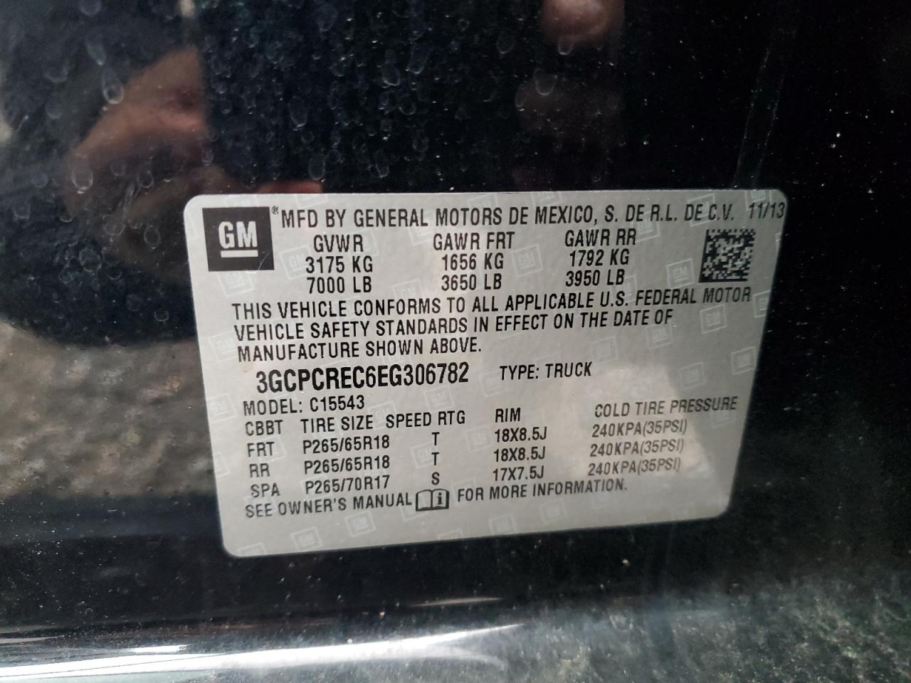 VIN 3GCPCREC6EG306782 2014 CHEVROLET ALL Models no.12