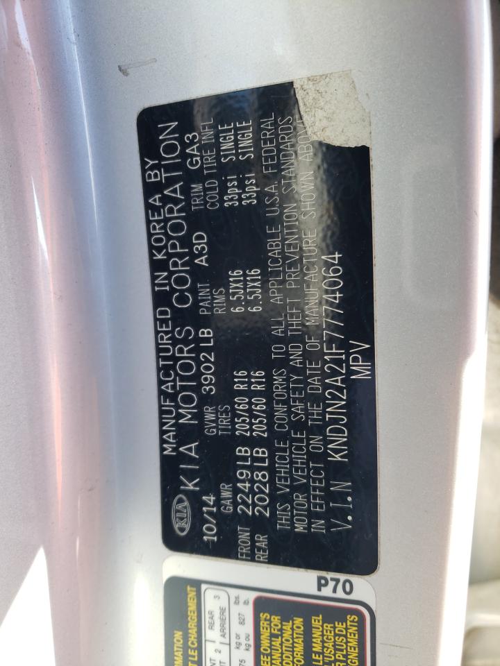 2015 Kia Soul VIN: KNDJN2A21F7774064 Lot: 80884764