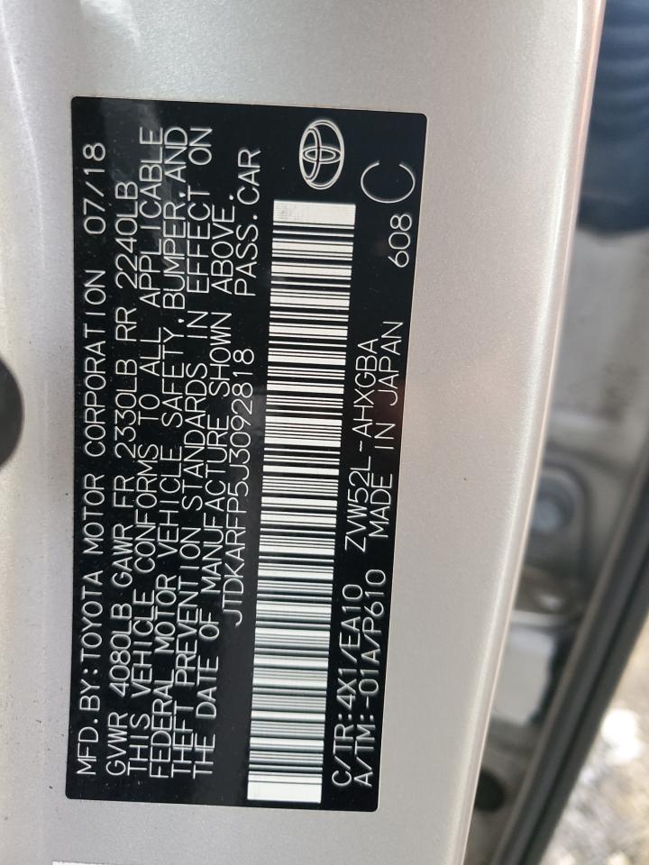 VIN JTDKARFP5J3092818 2018 TOYOTA PRIUS no.12