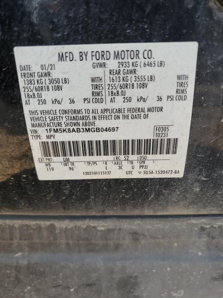 VIN 1FM5K8AB3MGB04697 2021 FORD EXPLORER no.13