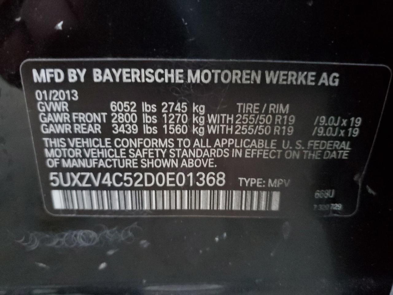 VIN 5UXZV4C52D0E01368 2013 BMW X5 no.14