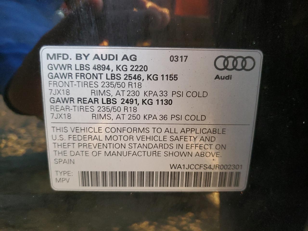 2018 Audi Q3 Premium Plus VIN: WA1JCCFS4JR002301 Lot: 80965804