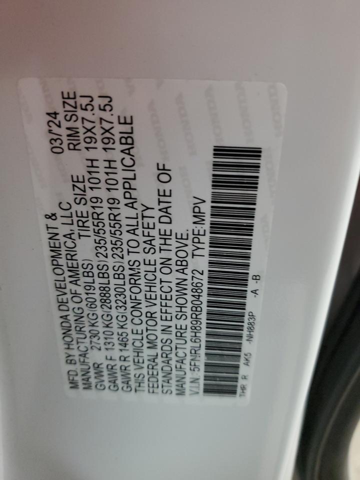 VIN 5FNRL6H89RB048672 2024 HONDA ODYSSEY no.14