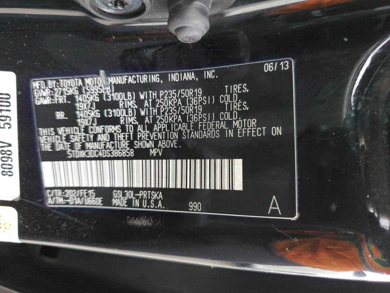 VIN 5TDXK3DC4DS386858 2013 TOYOTA SIENNA no.13