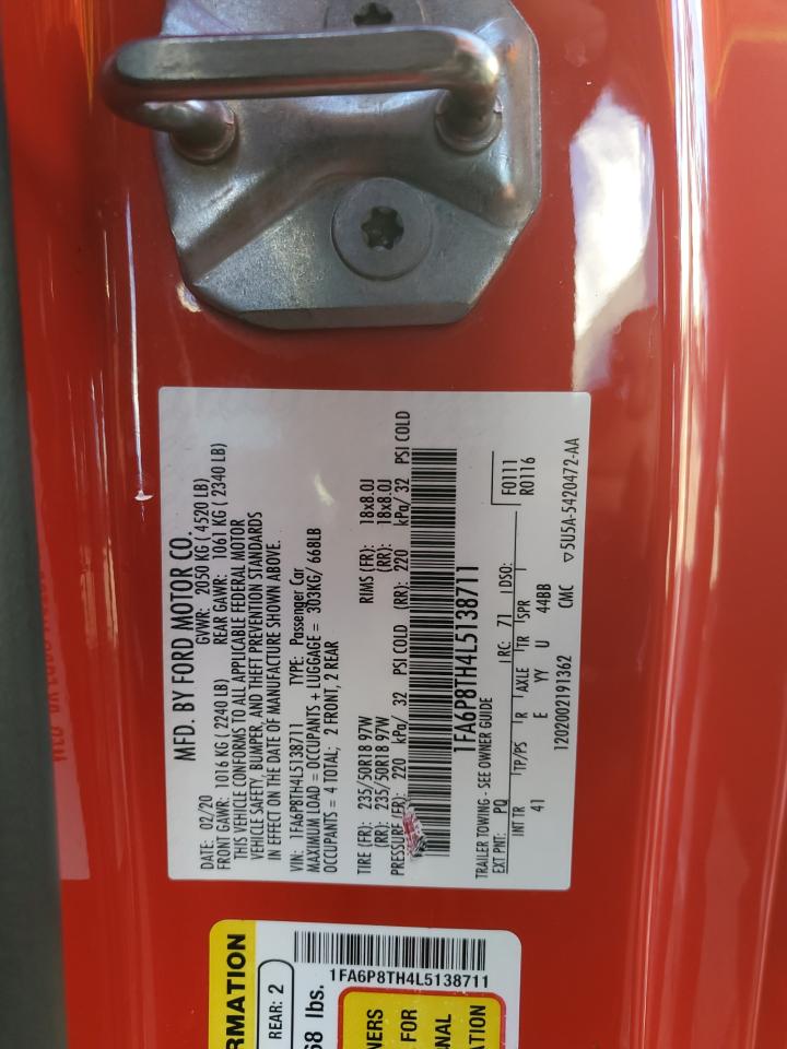 2020 Ford Mustang VIN: 1FA6P8TH4L5138711 Lot: 80084344
