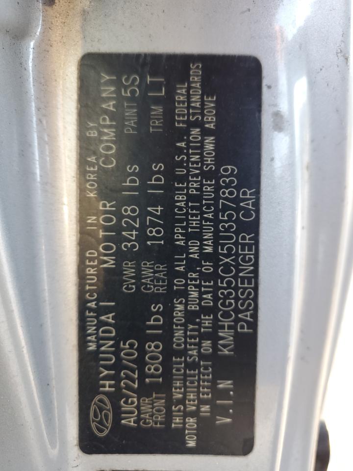2005 Hyundai Accent Gs VIN: KMHCG35CX5U357839 Lot: 81465454