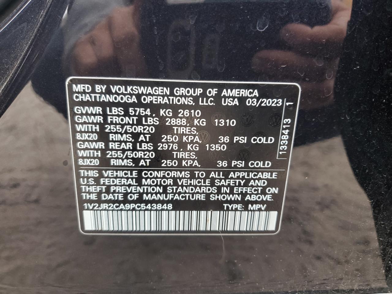 2023 Volkswagen Atlas Se VIN: 1V2JR2CA9PC543848 Lot: 79475924