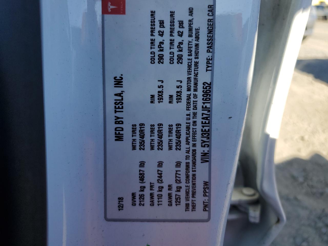 VIN 5YJ3E1EA7JF169652 2018 TESLA MODEL 3 no.12