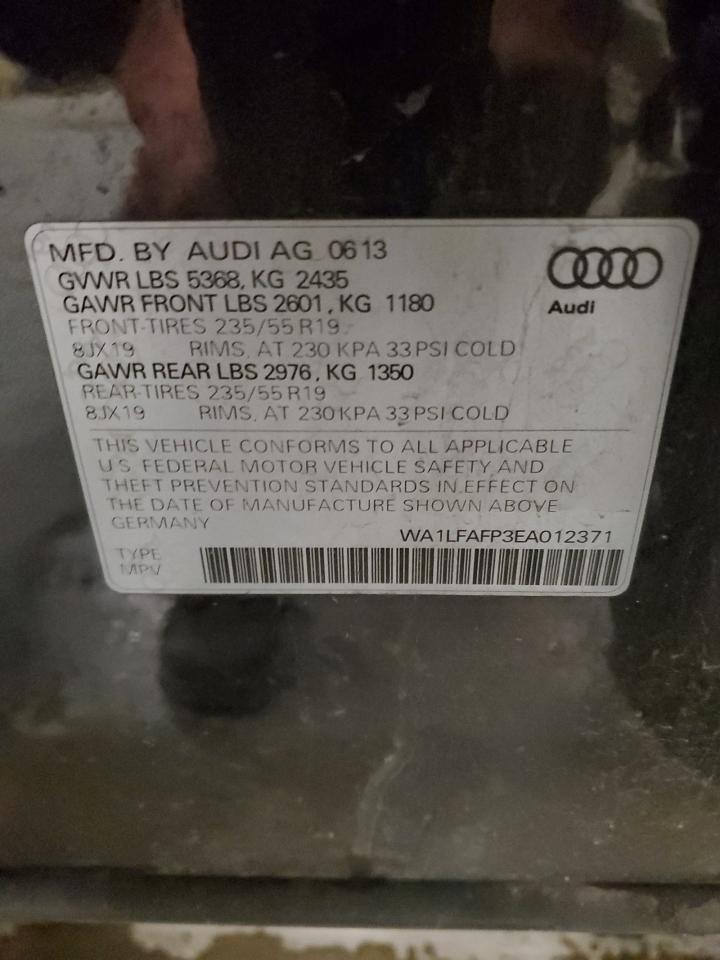 2014 Audi Q5 Premium Plus VIN: WA1LFAFP3EA012371 Lot: 80384694