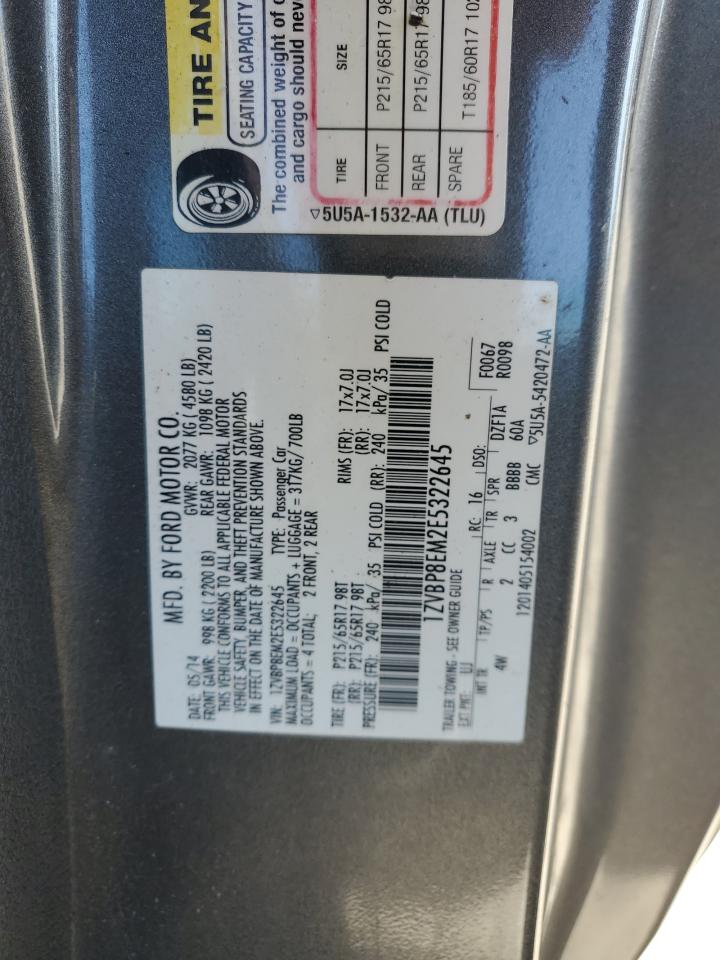 VIN 1ZVBP8EM2E5322645 2014 FORD ALL Models no.12