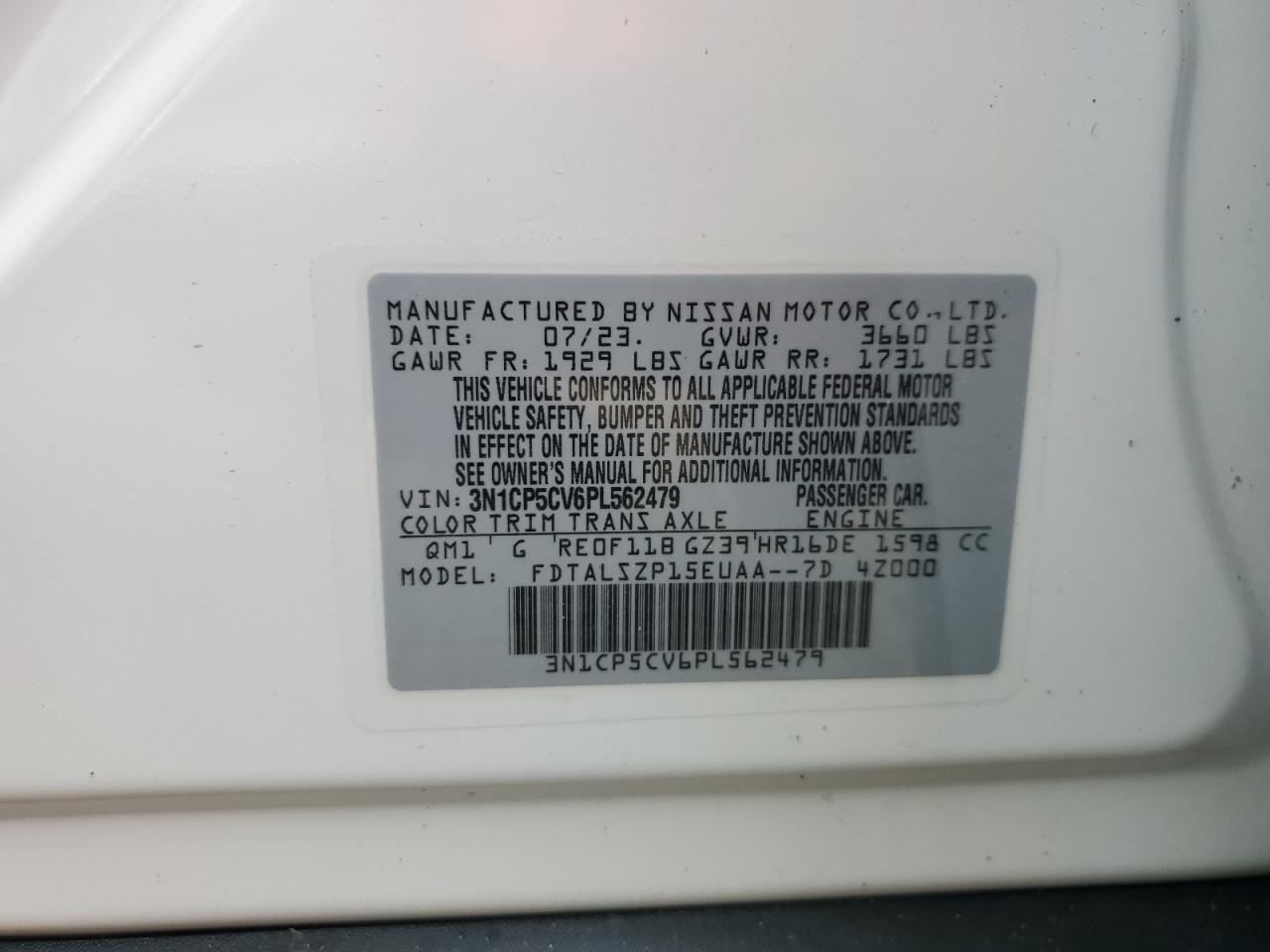 VIN 3N1CP5CV6PL562479 2023 NISSAN KICKS no.13