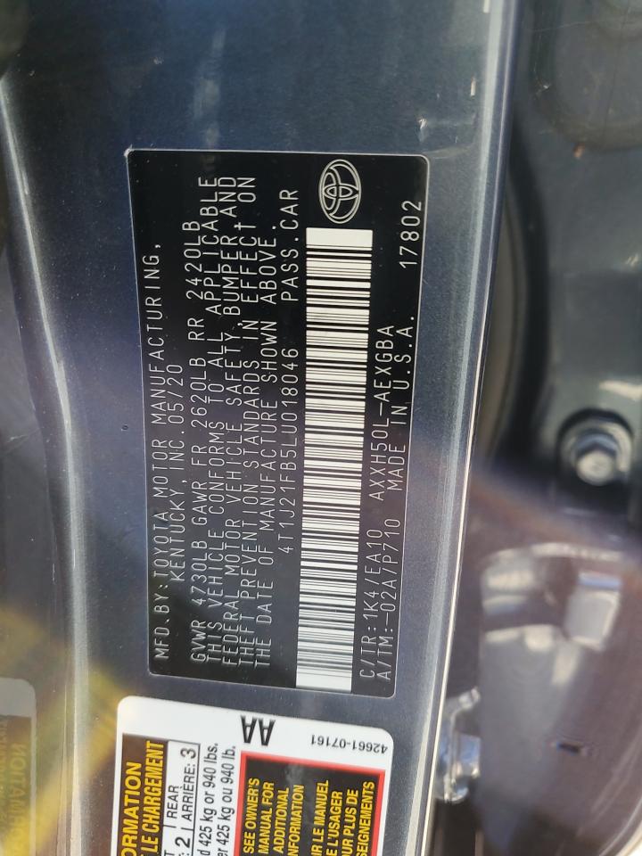 2020 Toyota Avalon Xle VIN: 4T1J21FB5LU018046 Lot: 80696444