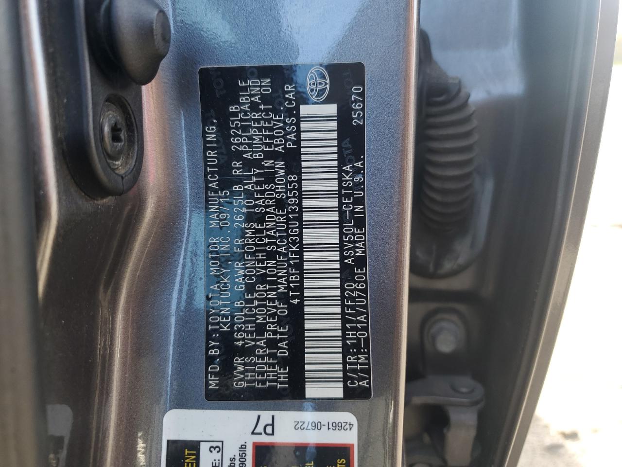 4T1BF1FK3GU139558 2016 TOYOTA CAMRY - Image 12