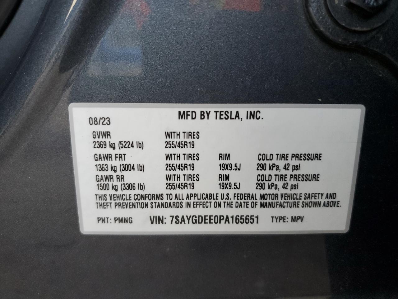 2023 Tesla Model Y VIN: 7SAYGDEE0PA165651 Lot: 80927194