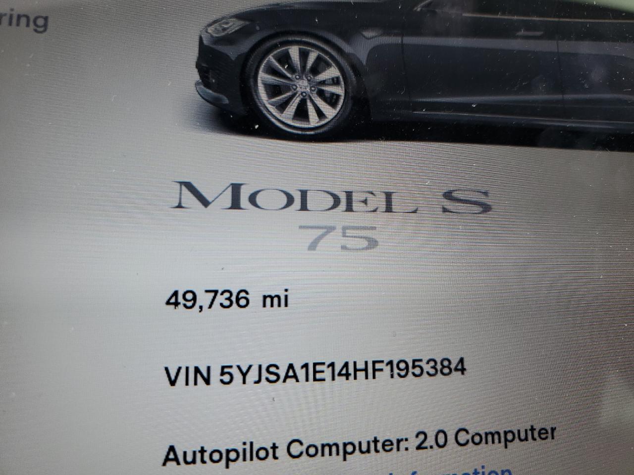 2017 Tesla Model S VIN: 5YJSA1E14HF195384 Lot: 78435364